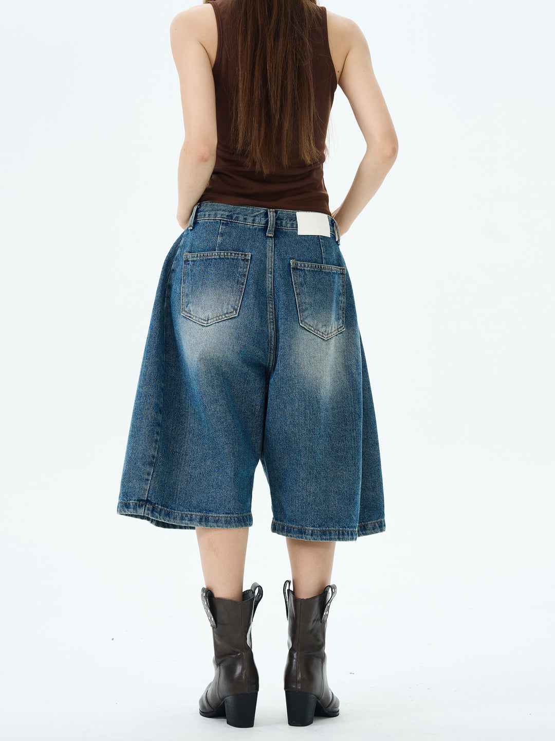 Wide Leg Cropped Denim Pants