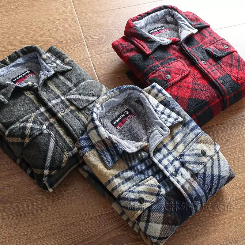 Warm Plaid Flannel Fleece-Lined Jacket