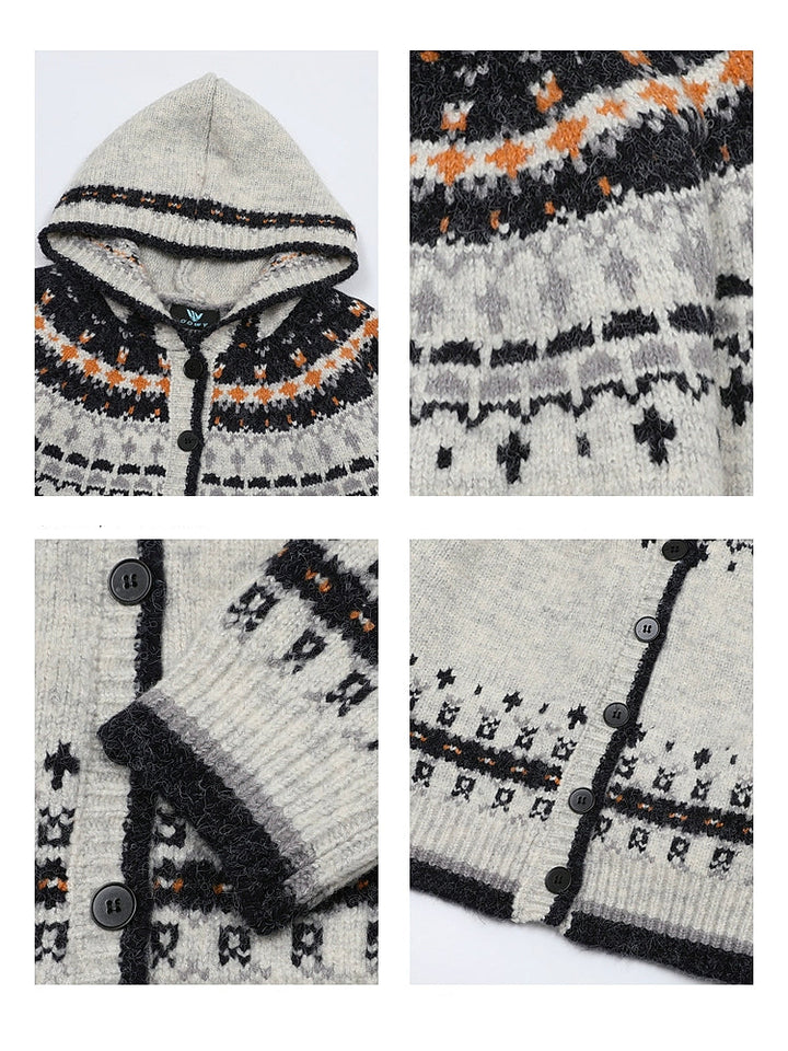 Kardigan z kapturem w wzór Fair Isle 