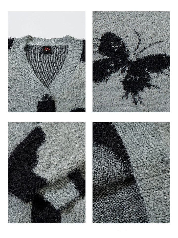 Mohair Butterfly Knit Cardigan Sweater