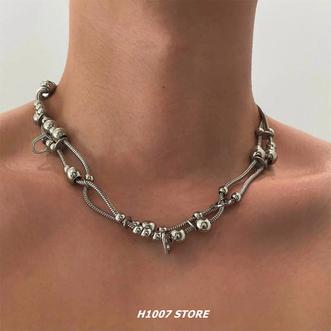 Metal Multi-Layer Snake Chain Necklace