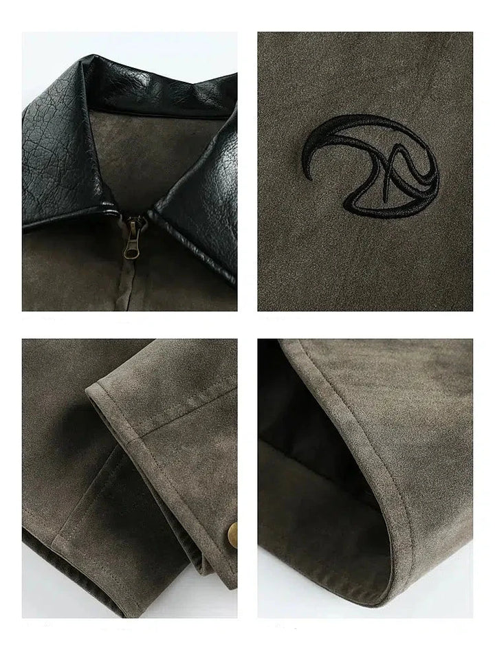 Retro Leather Collar Suede Jacket