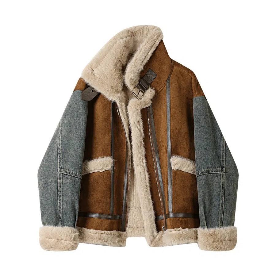 Fur-Trim Denim Jacket