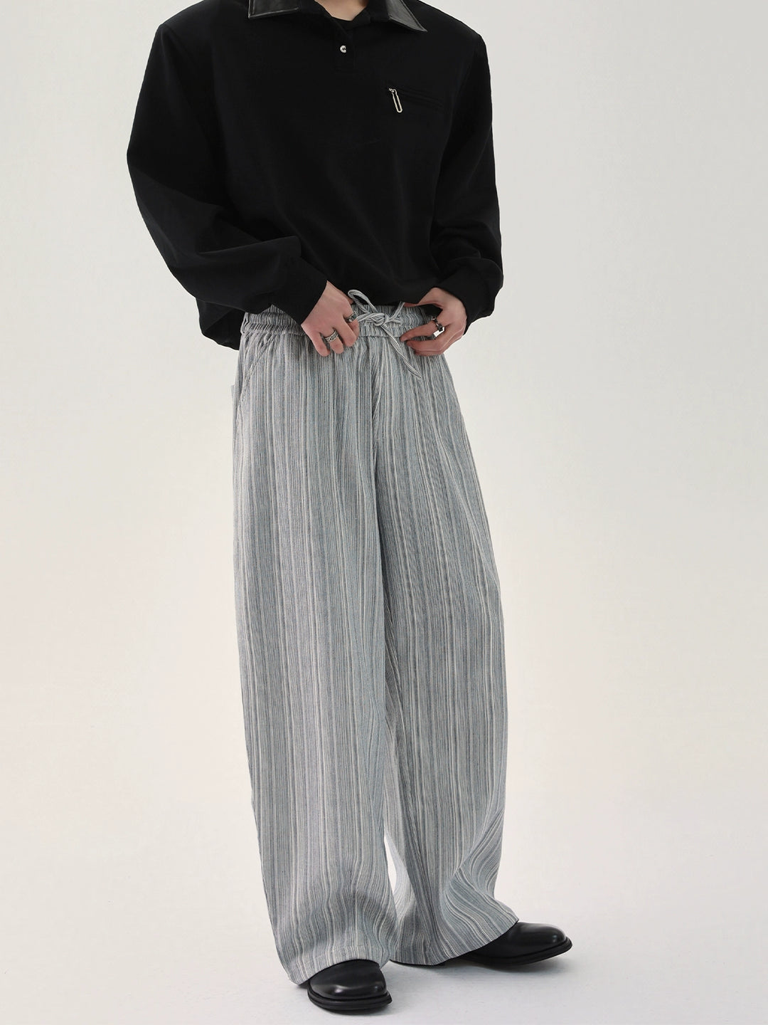 Elastic Drawstring Floor-Length Pants