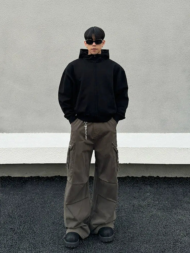 Loose Fit Cargo Pocket Casual Pants-The Korean Fashion