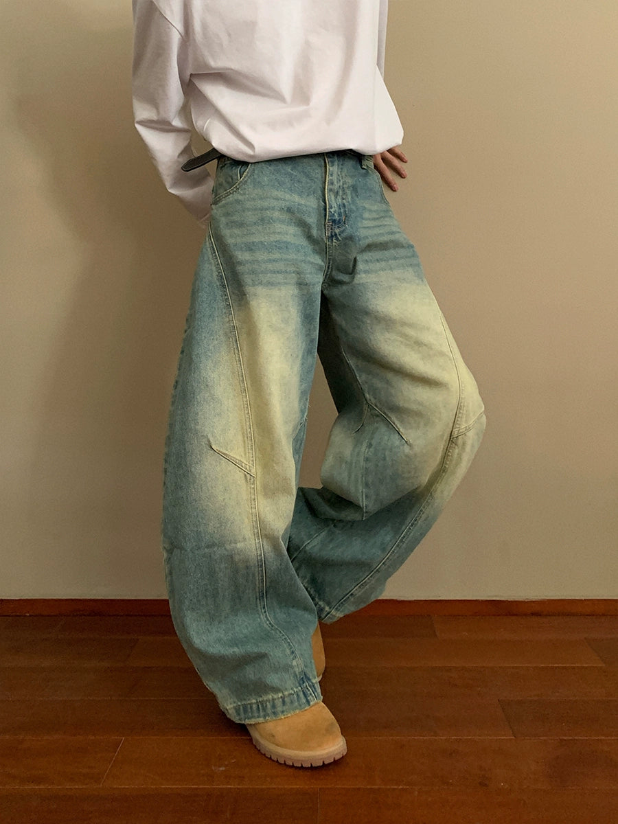 Mud-dyed Wide-leg Jeans