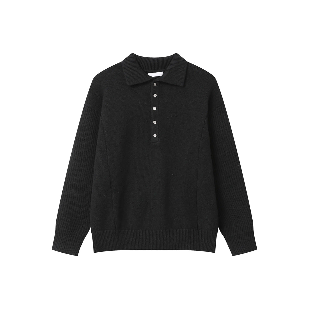 Lapel Wool Knit Pullover Sweater