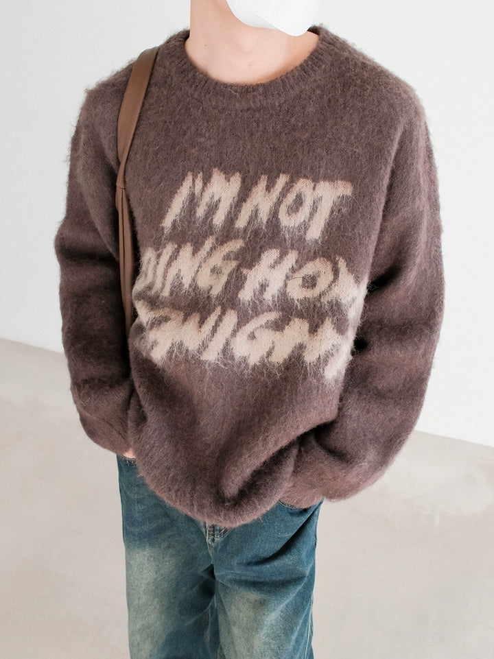 Mohair Knit Sweater with Lettering