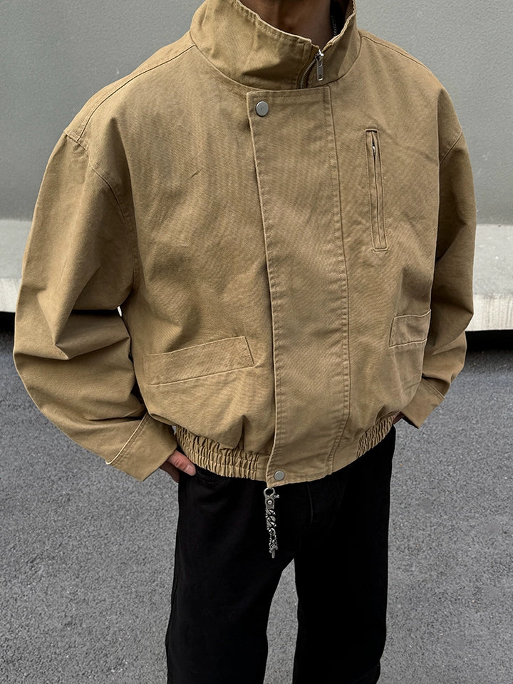 Khaki Stand Collar Jacket