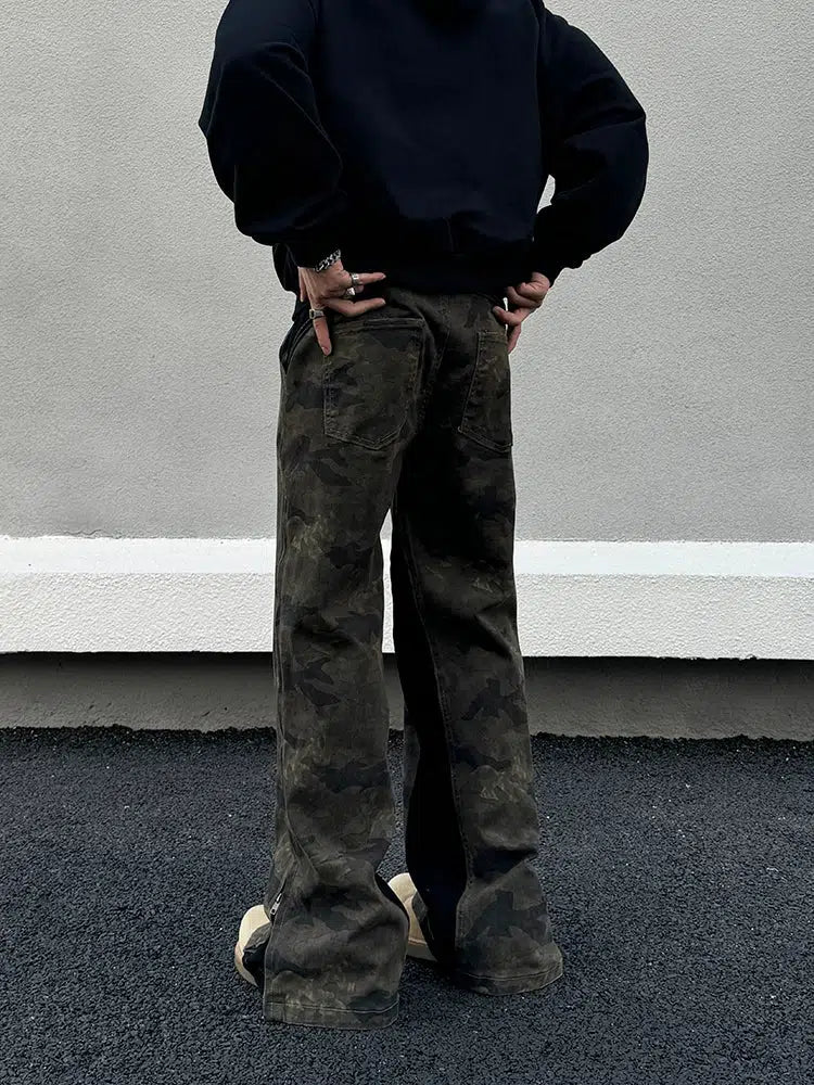 Camouflage Straight-Leg Cargo Pants