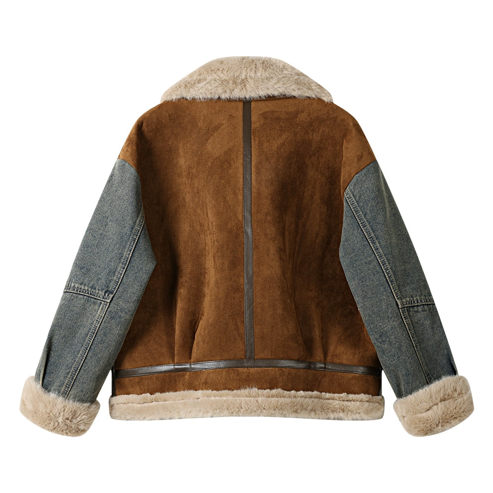 Fur-Trim Denim Jacket