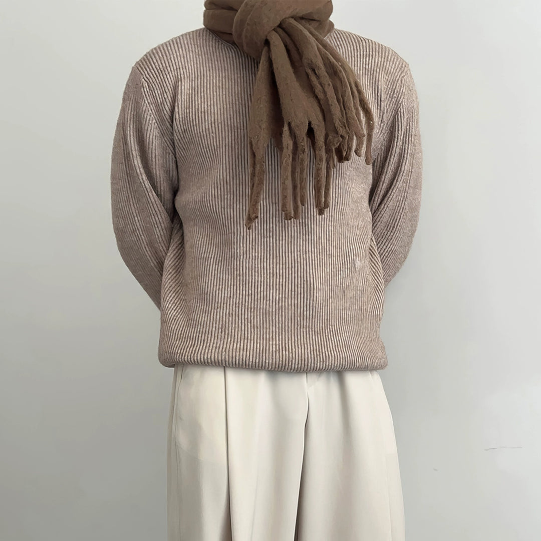 Ribbed Knit Half Turtleneck Sweater