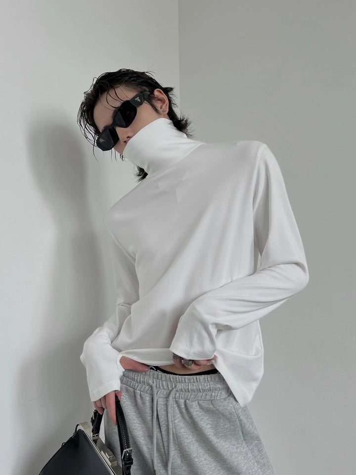 Slim-fit High Collar Long-Sleeve Pullover