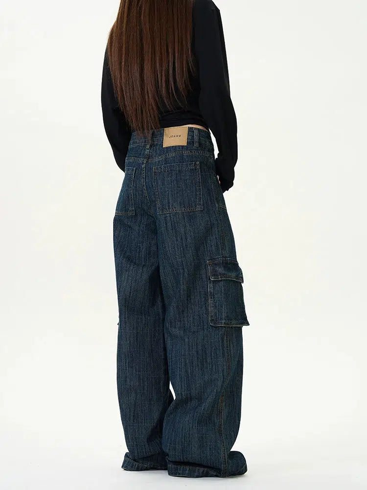 Cargo Workwear Jeans with Multi-Pockets-The Korean Fashion