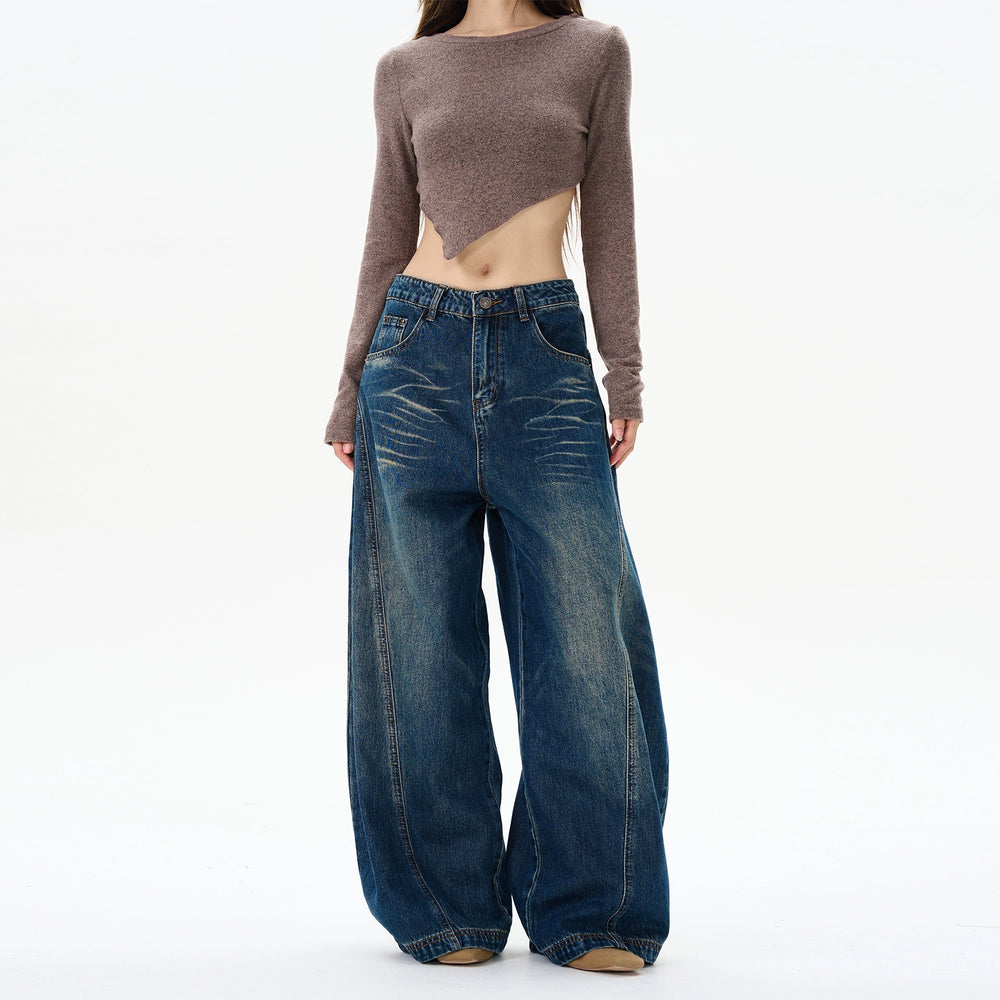 Wide-Leg Scimitar Jeans