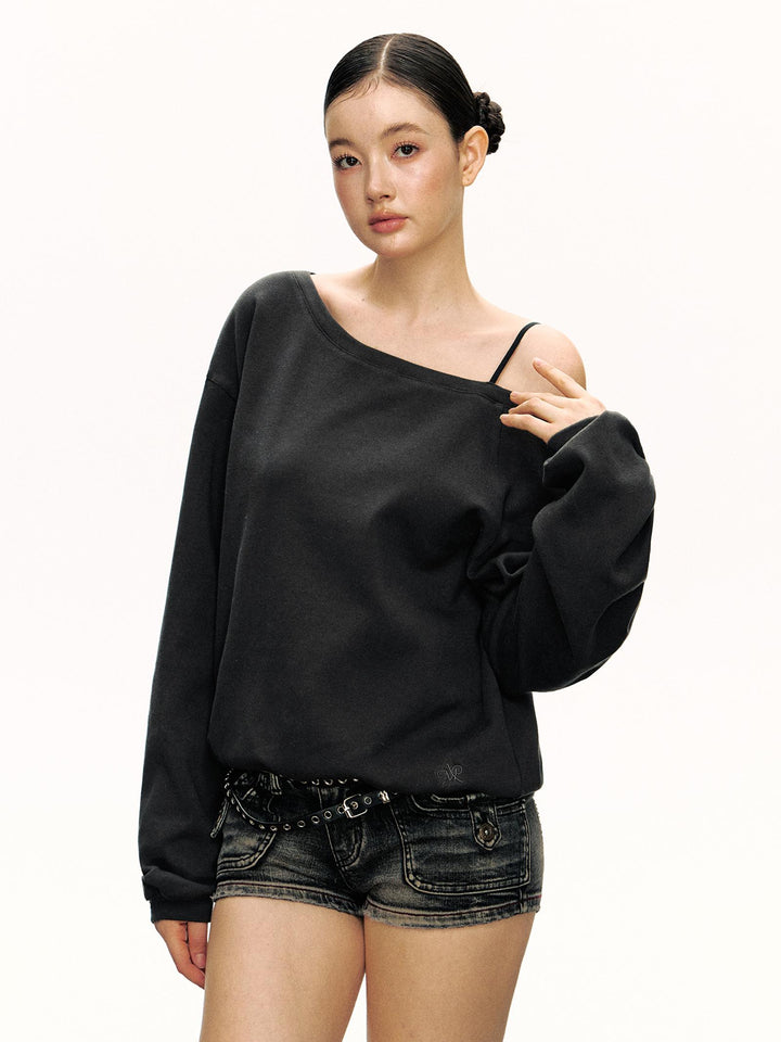 Off-Shoulder Loose Pullover Sweater