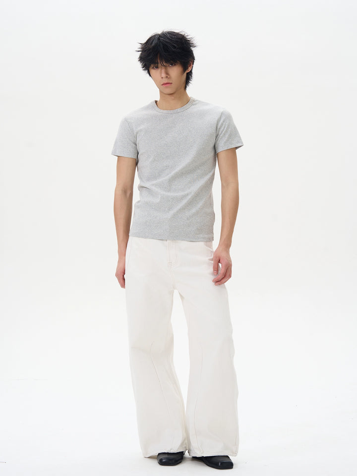 White Relaxed Fit Straight Jeans