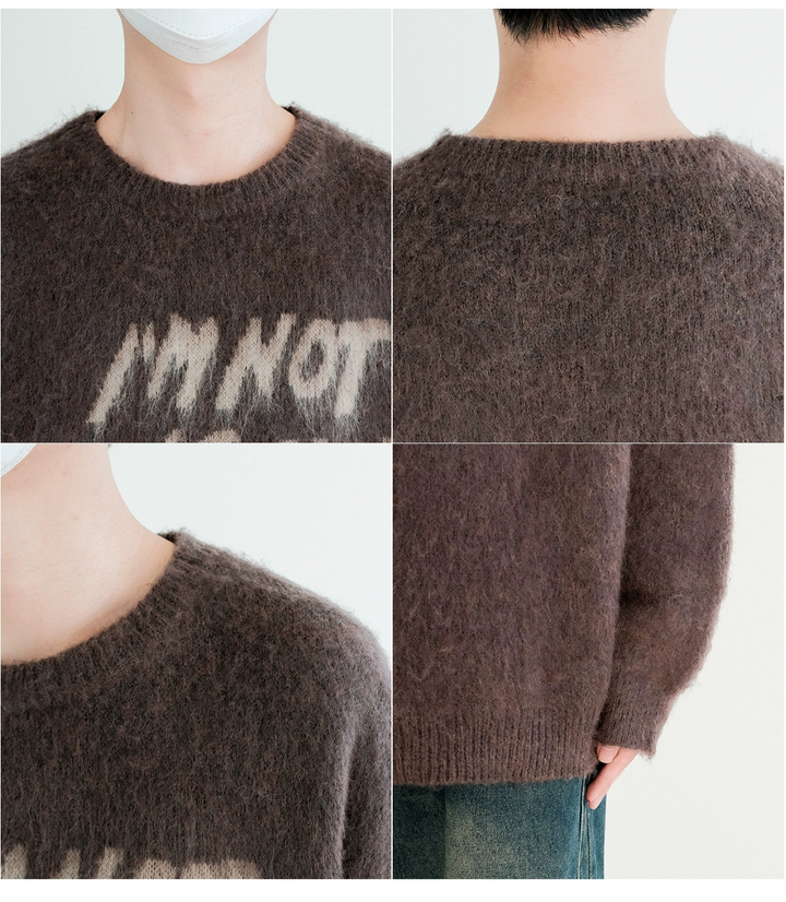 Mohair Knit Sweater with Lettering