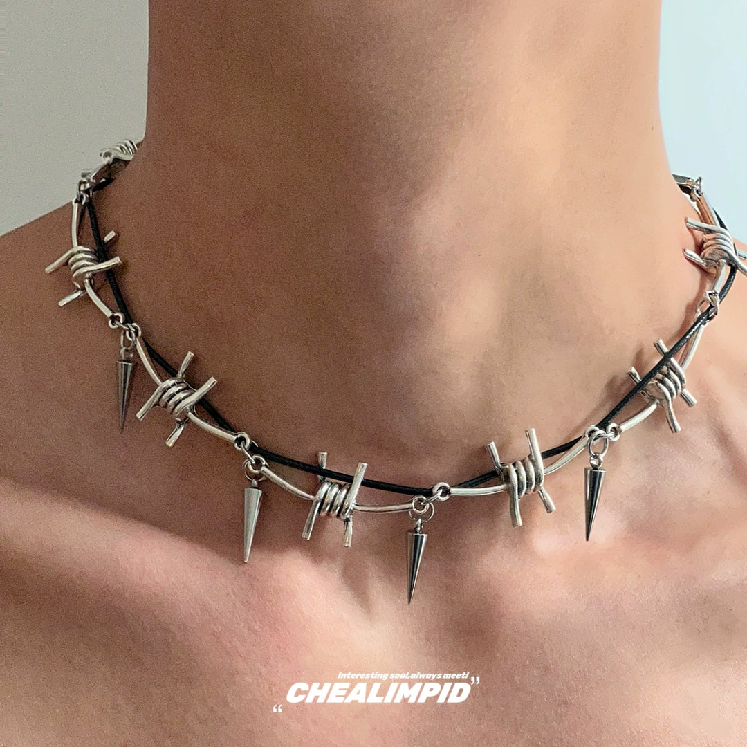 Punk Metal Rivet Clavicle Necklace444