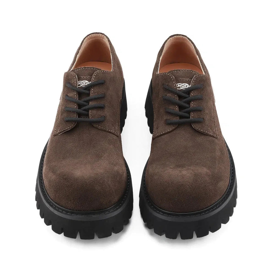 Casual Suede Thick-Soled Derby Shoes-The Korean Fashion