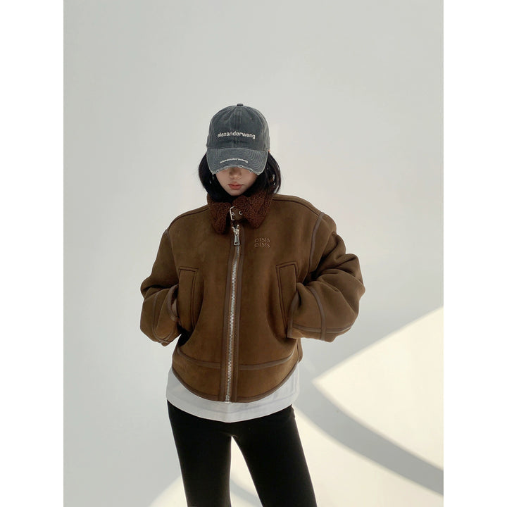 Retro Short Lambswool Jacket-The Korean Fashion