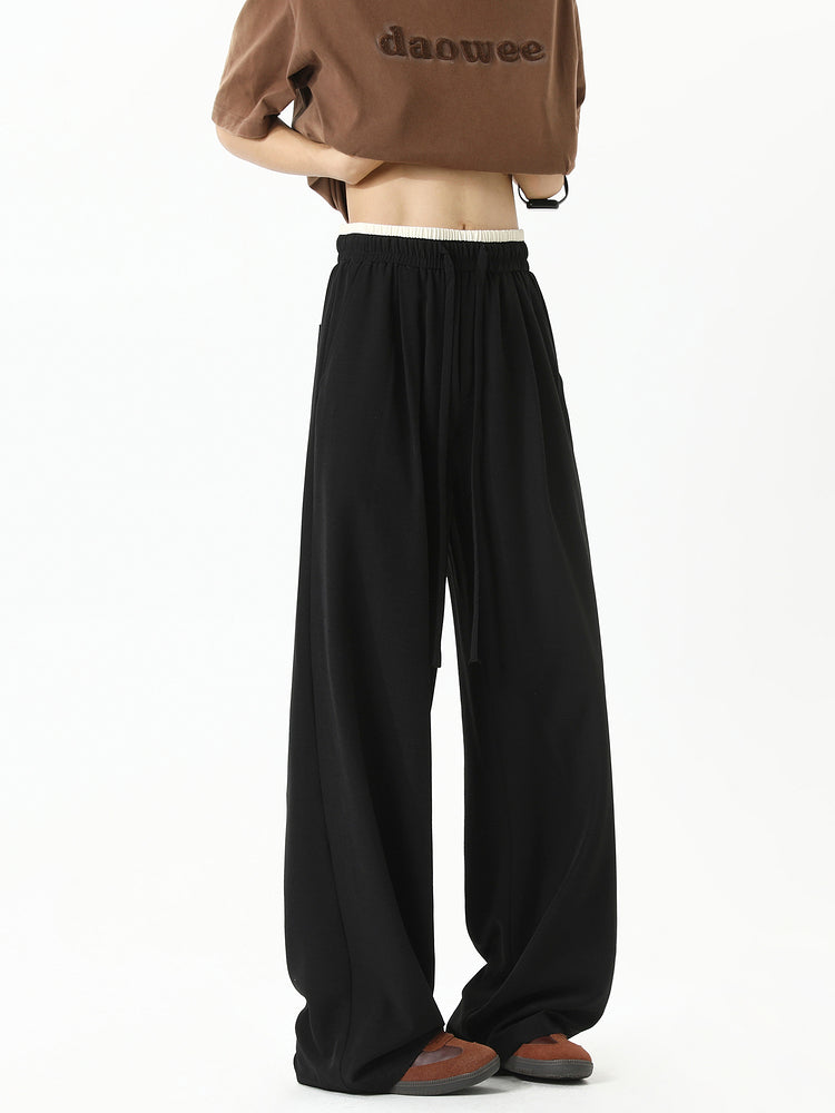 Wide-Leg Drape Sports Pants