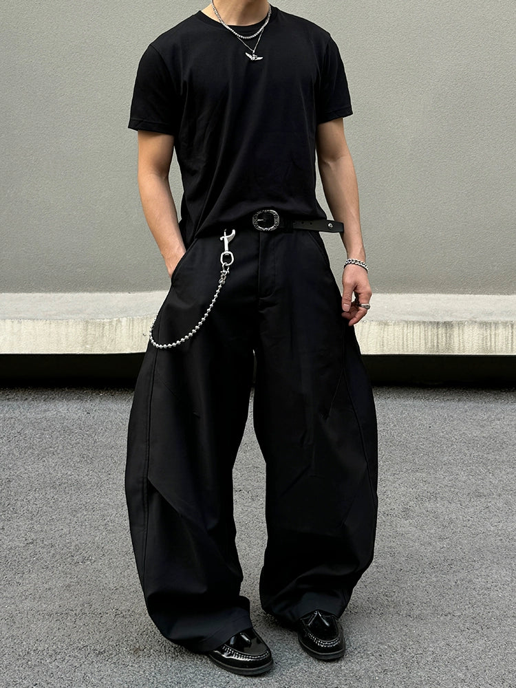 Wide-Leg Pleated Casual Pants