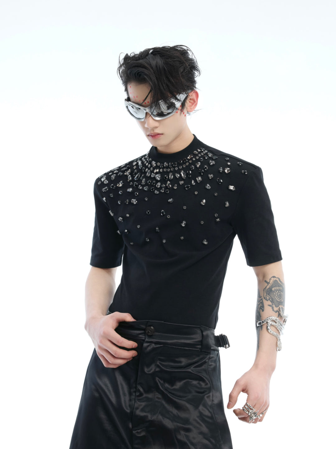 Diamond Design Short-Sleeve Stretch T-shirt