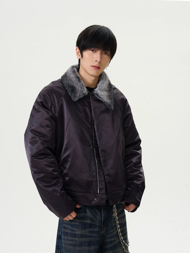 Men's Insulated Fur Collar Pilot Jacket-The Korean Fashion