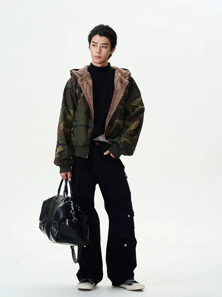 Insulated Camouflage Lambskin Cotton Jacket-The Korean Fashion