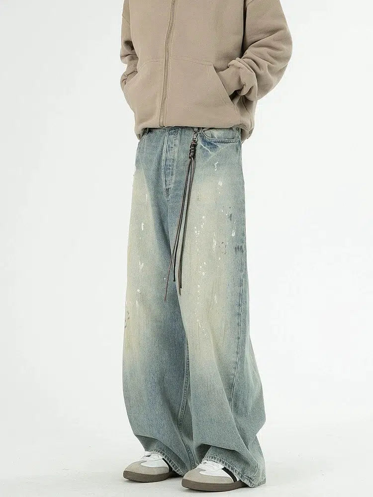 Distressed Wide-Leg Straight Jeans-The Korean Fashion