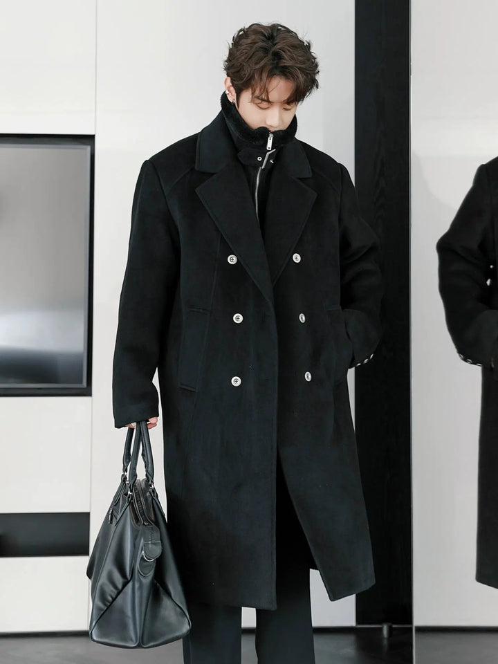 Double-Breasted Wool Collar Coat-The Korean Fashion