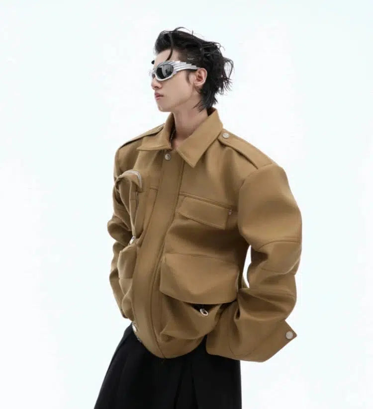 Multi-Pocket Workwear Jacket-The Korean Fashion