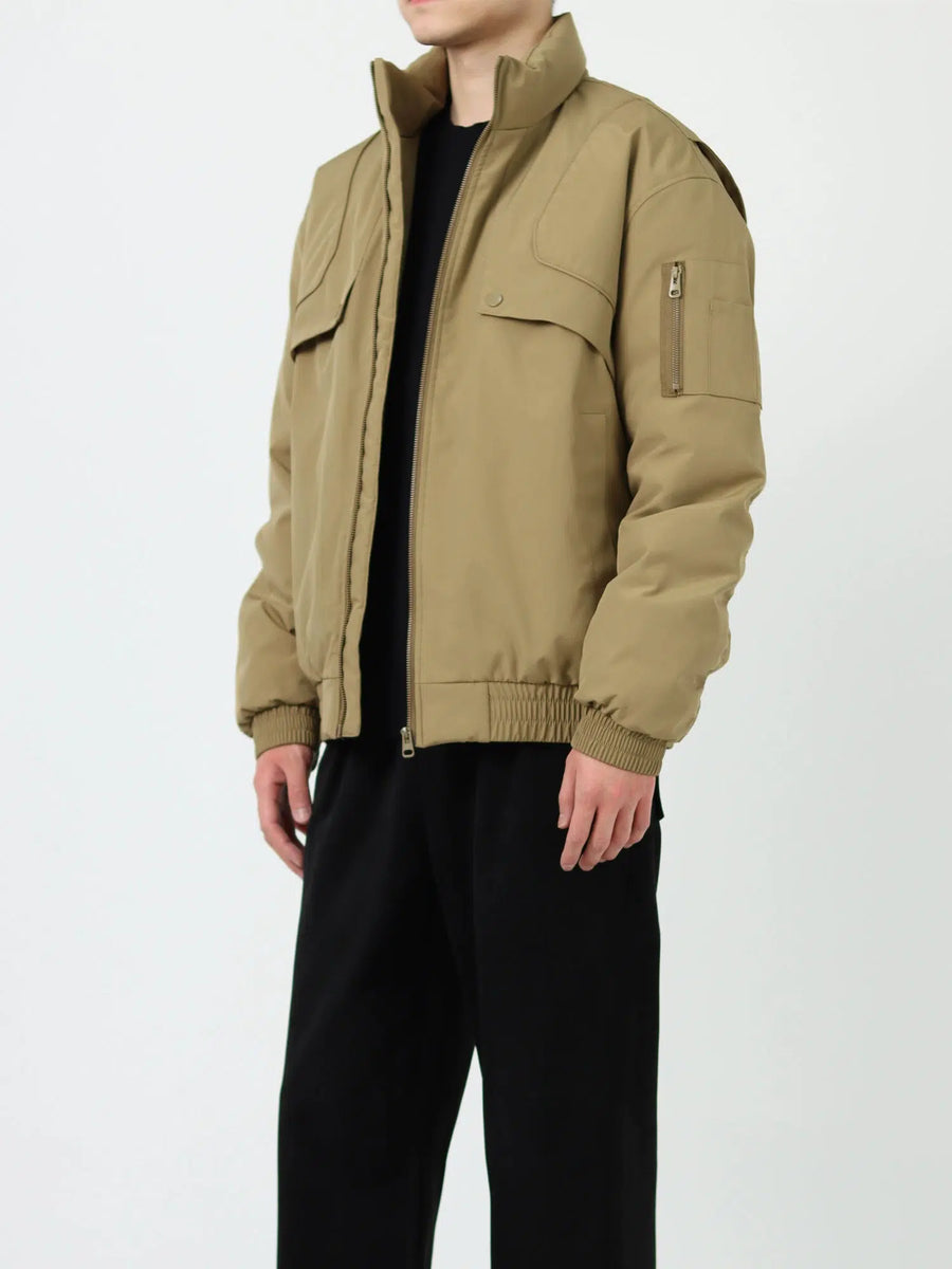 Stand-Up Collar Duck Down Workwear Jacket-The Korean Fashion