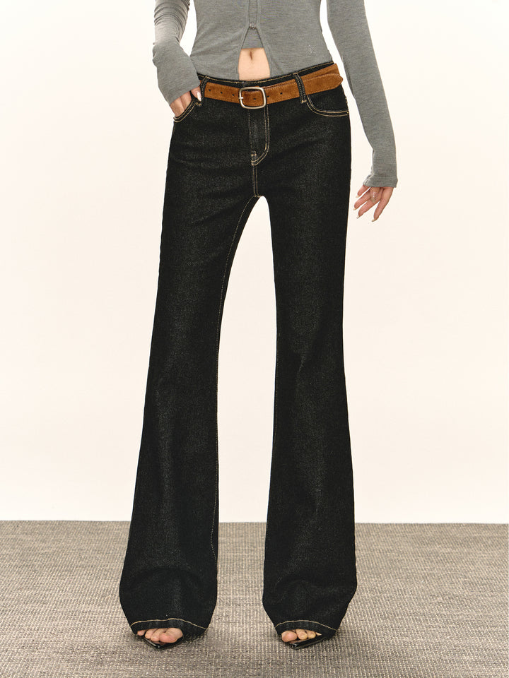 Retro Flared Denim Long Pants