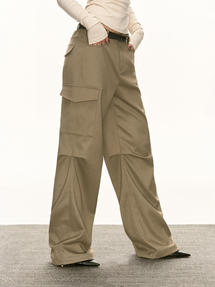 Wide-Leg Suit Pants with Drawstring