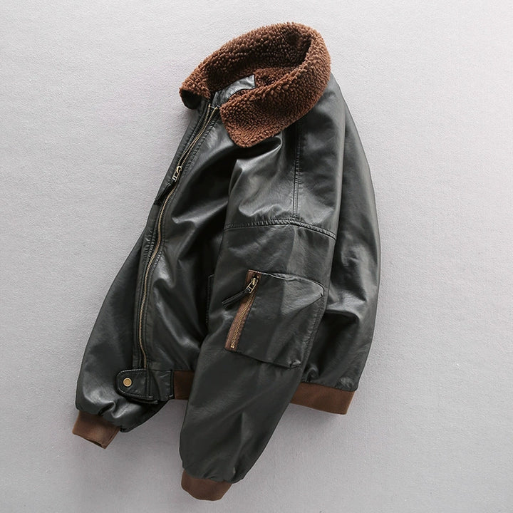 Fur Collar Leather Jacket