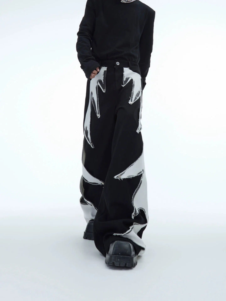 Patchwork Straight-leg Pants-The Korean Fashion