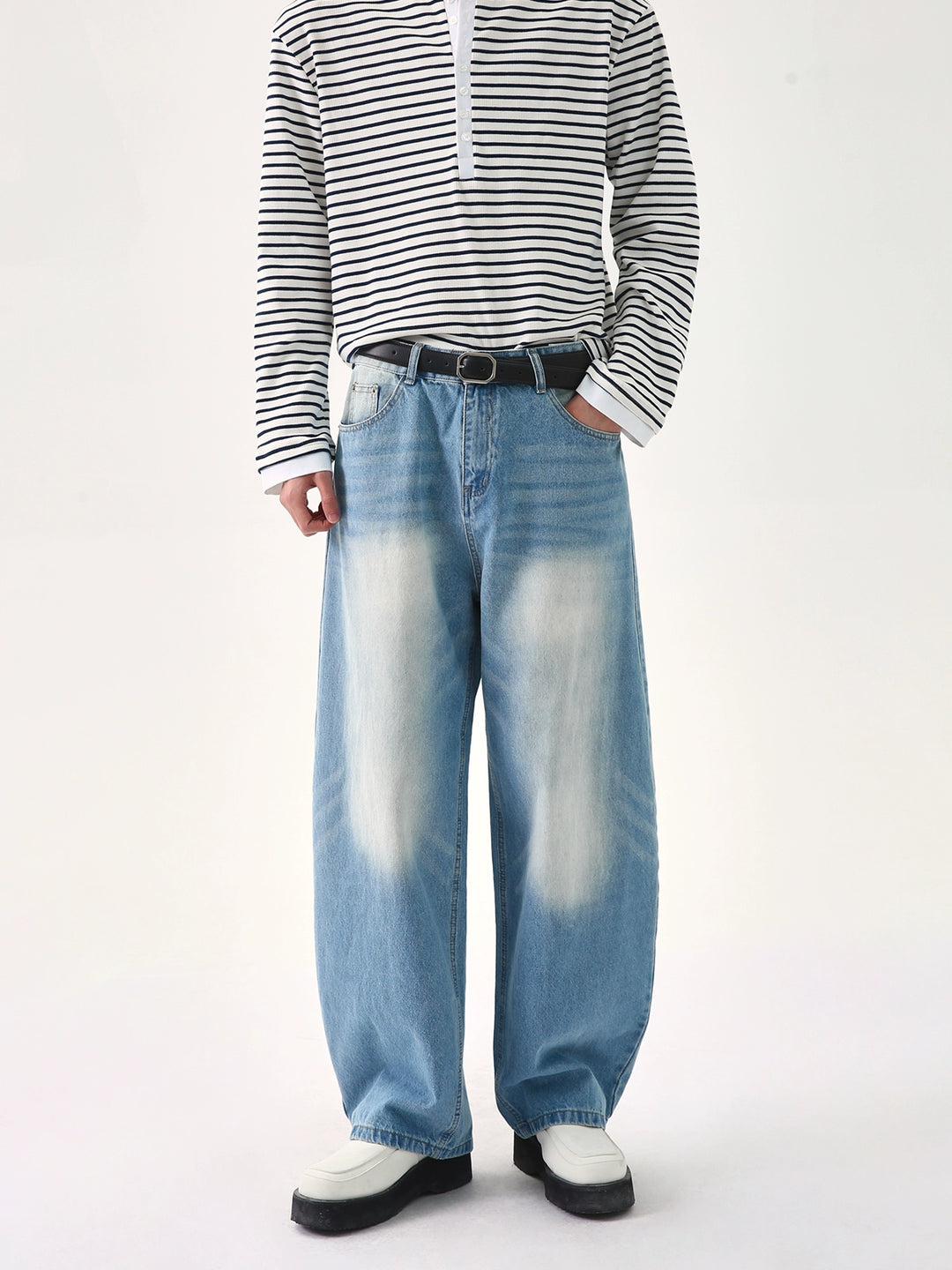 Wide-Leg Casual Denim Pants