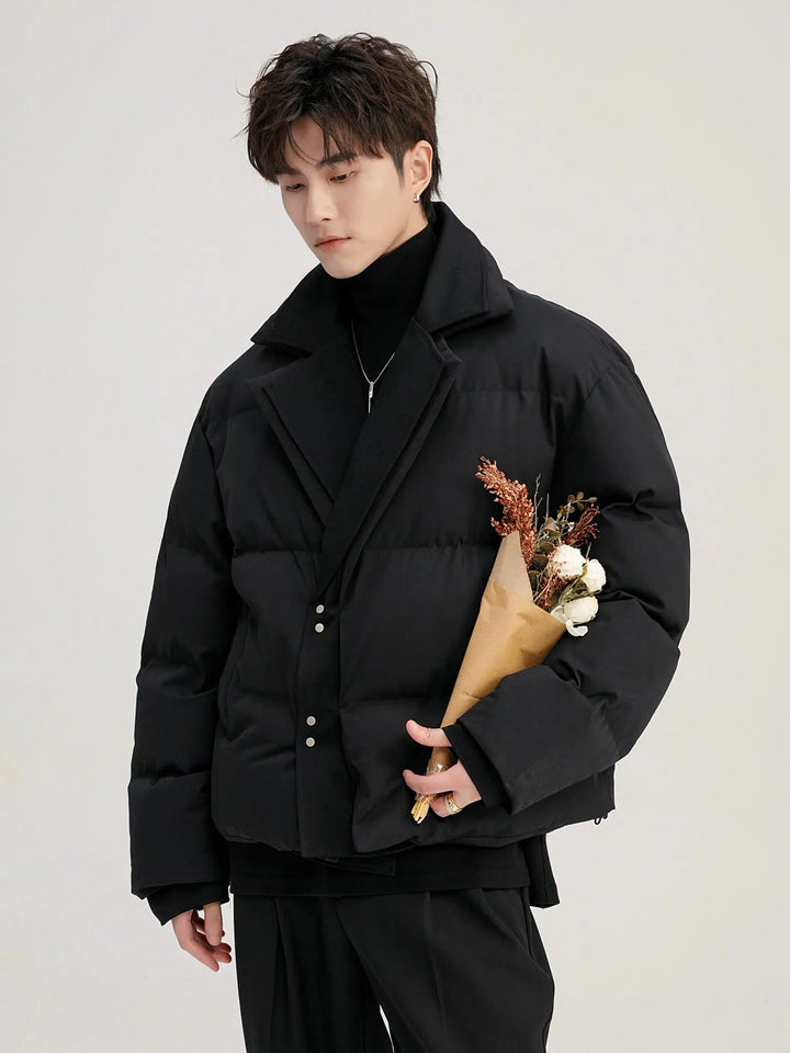 Two-Piece Suit Collar Down Jacket-The Korean Fashion