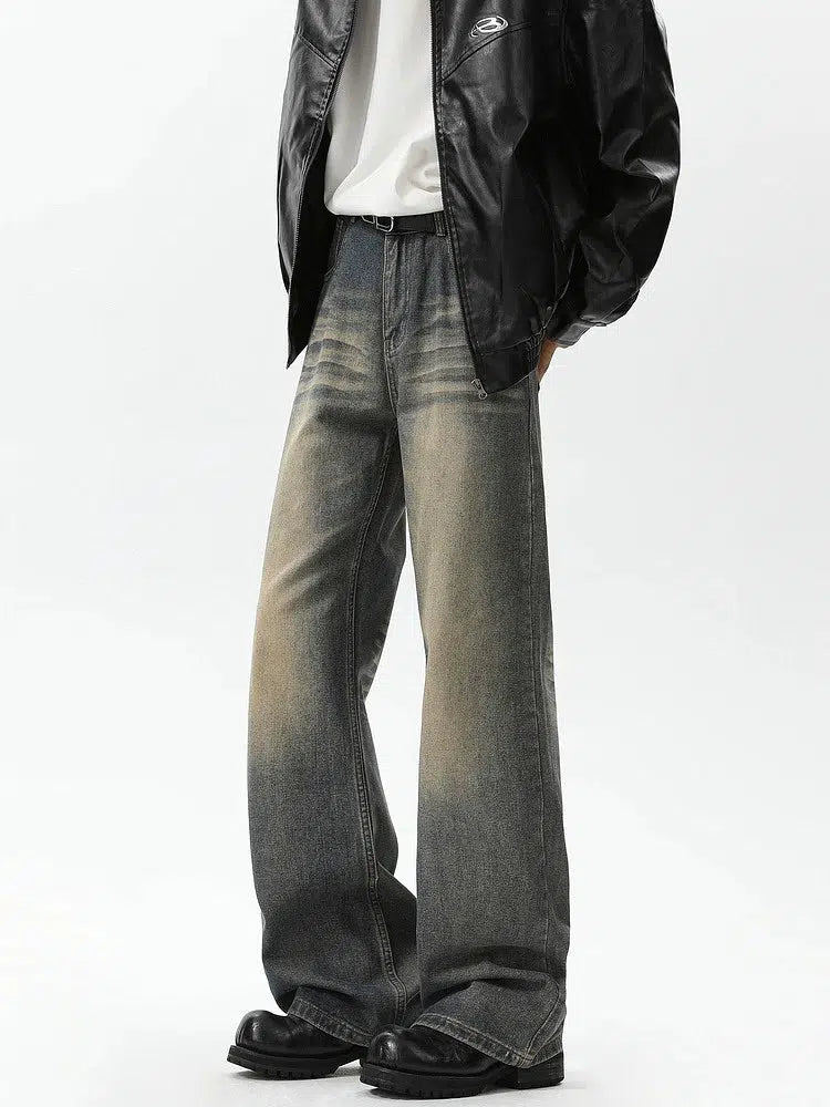 Retro Washed Flared Straight Jeans for Men-The Korean Fashion