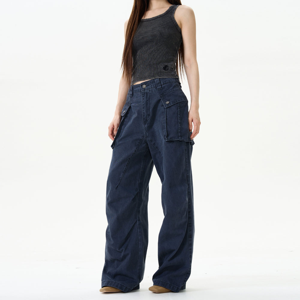 Wide-leg Straight-leg Cargo Pants