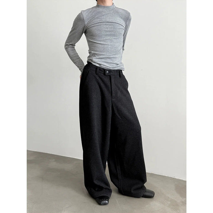 Wide-Leg Wool Blend Relaxed Pants