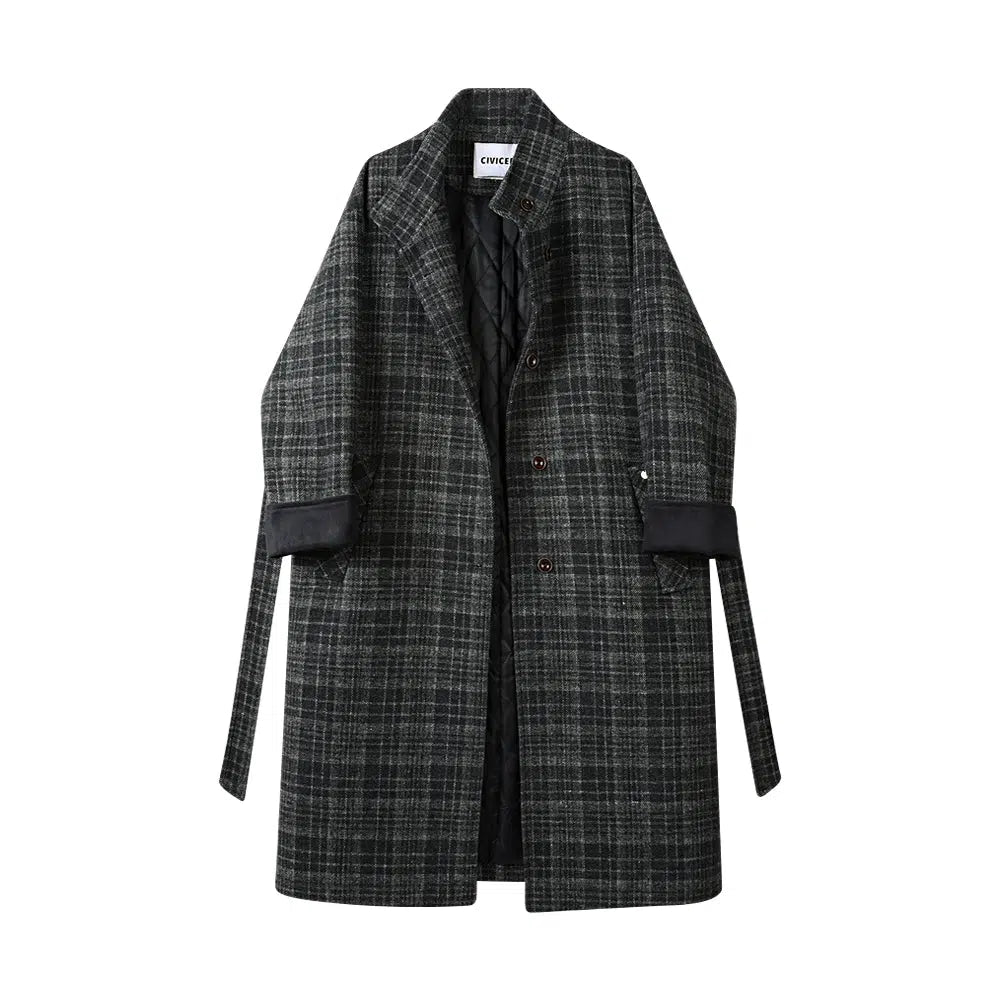 Button Closure Long Wool Coat