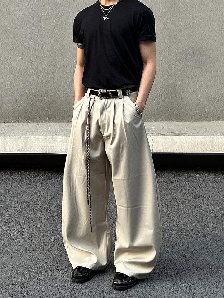 Apricot Wide-Leg Casual Pants