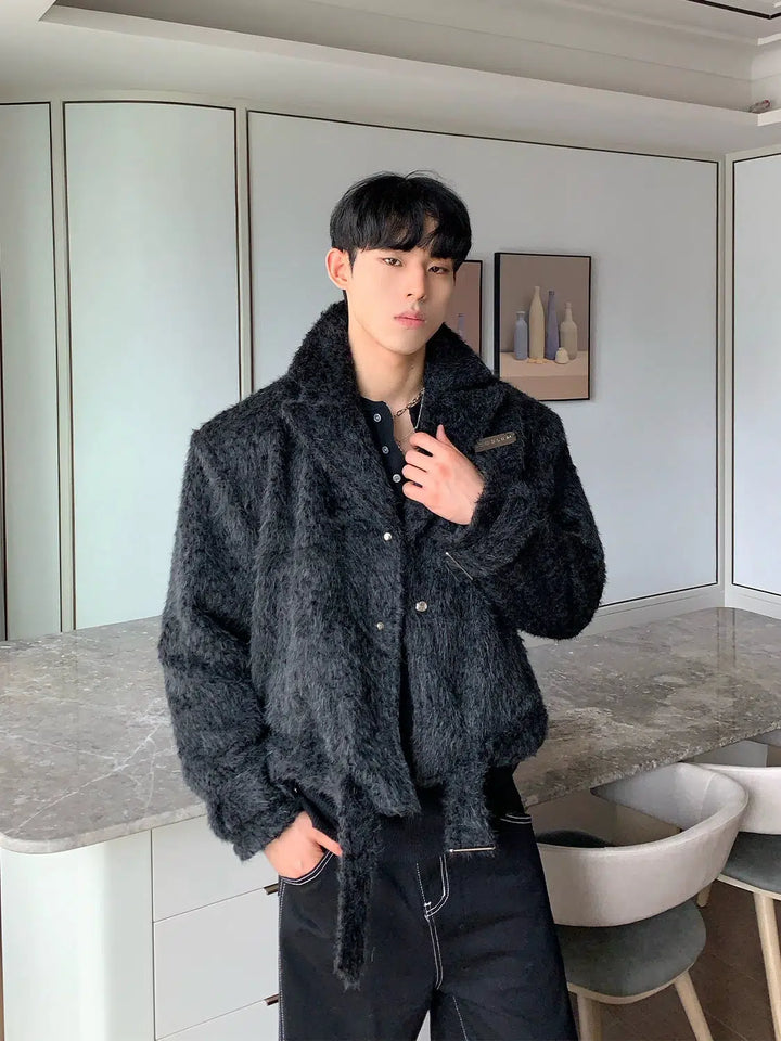 Imitation Mink Woolen Lapel Jacket