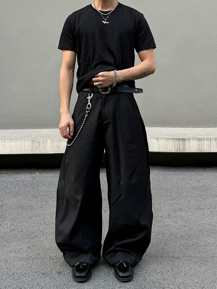 Wide-Leg Pleated Casual Pants