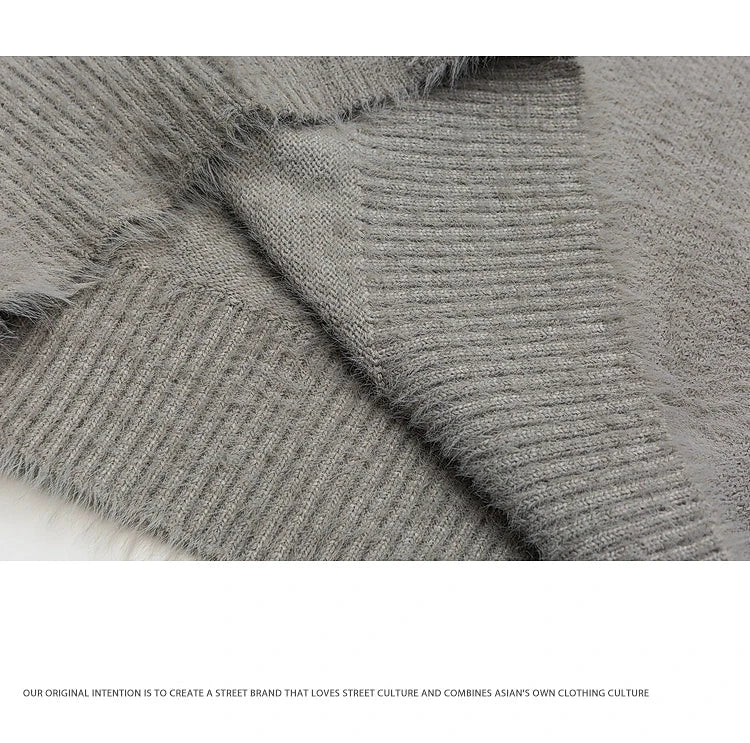 Oversized Jacquard Mohair-Style Knit Sweater