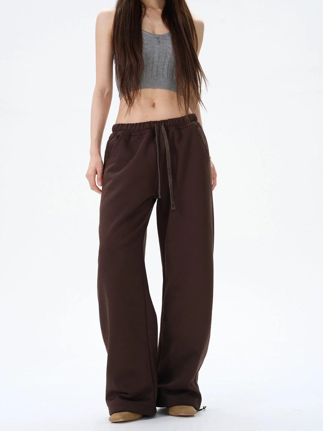 Loose Fit Velvet Casual Sweatpants-The Korean Fashion