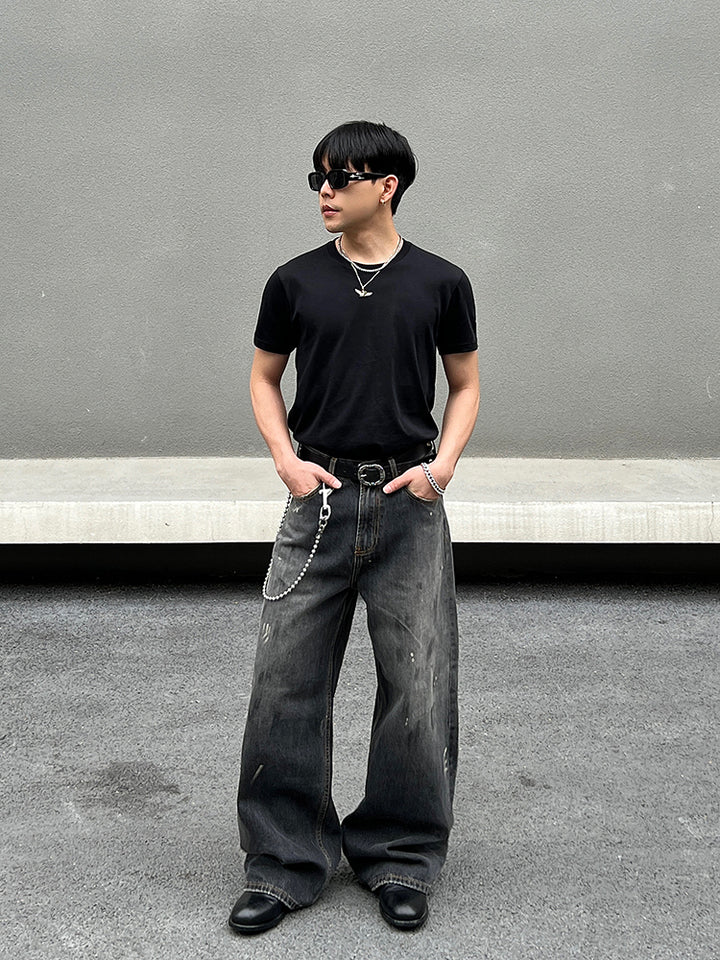 Dark Grey Straight-leg Jeans